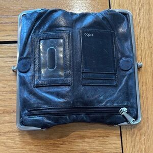 HOBO Lauren Black Leather Frame Wallet with ID Window  good condition